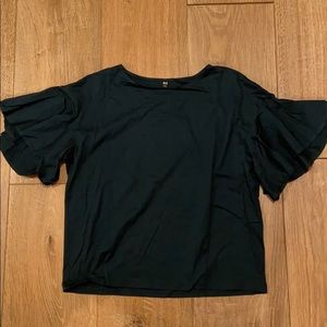 Uniqlo Green Flare Sleeve Blouse (L)